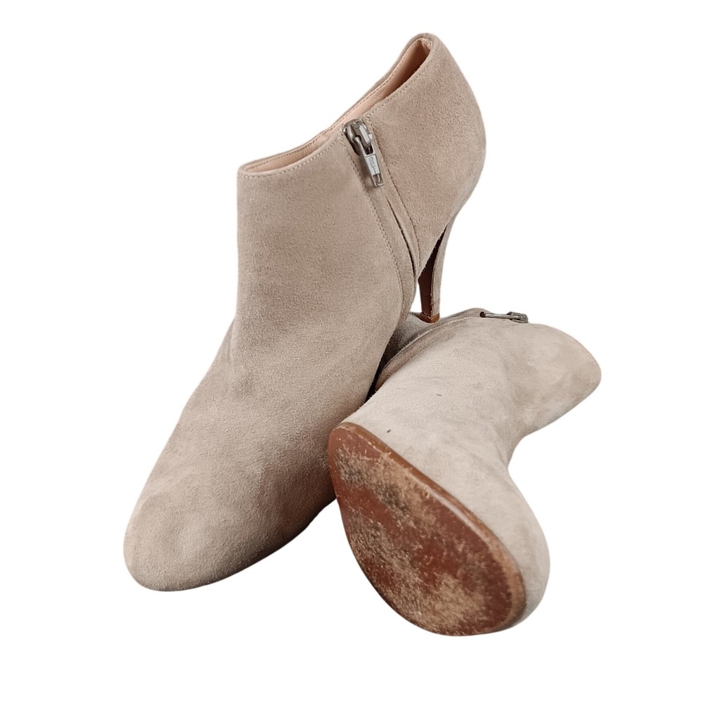 J.‎ Crew Suede Ankle Booties Taupe Block Heel Side Zip Women Size 8M